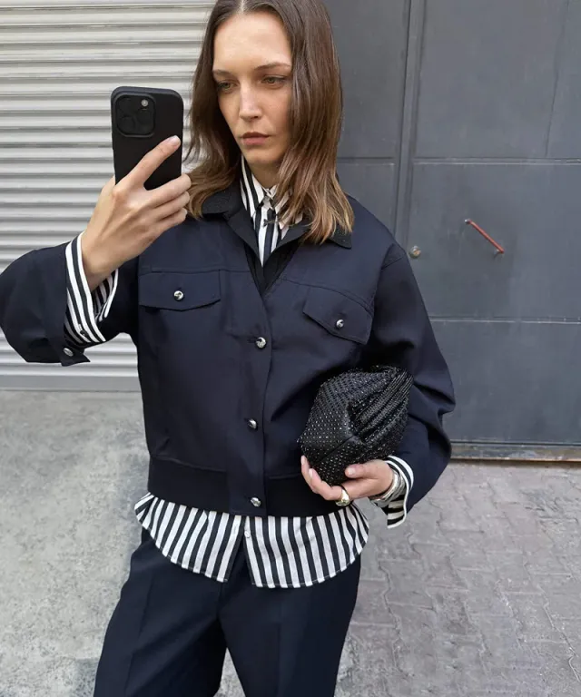 Mixed Media Bomber Jacket