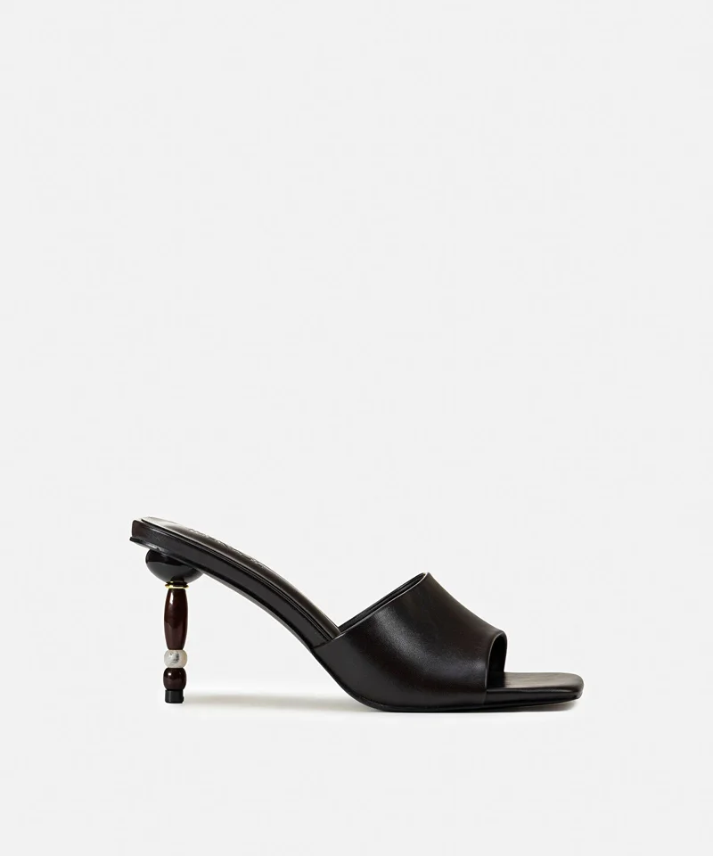 Beaded Heeled Mules