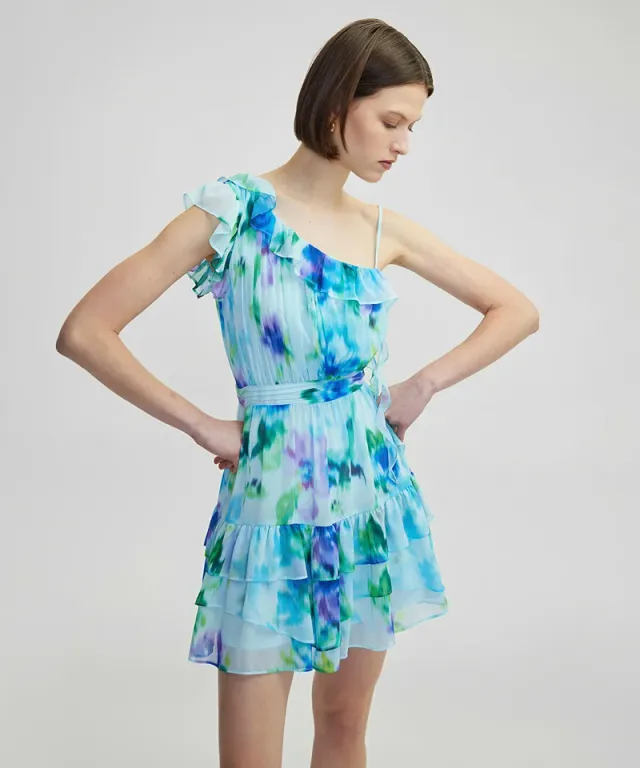 Printed Ruffle Mini Dress