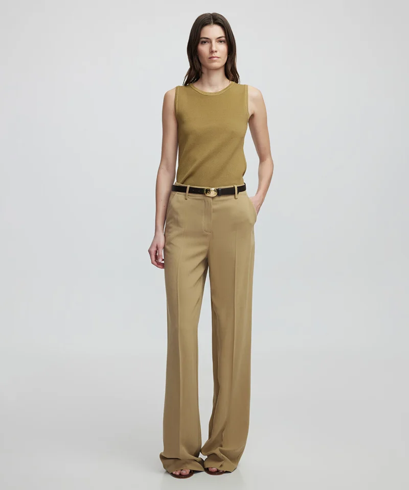Wide-Leg Belted Trousers
