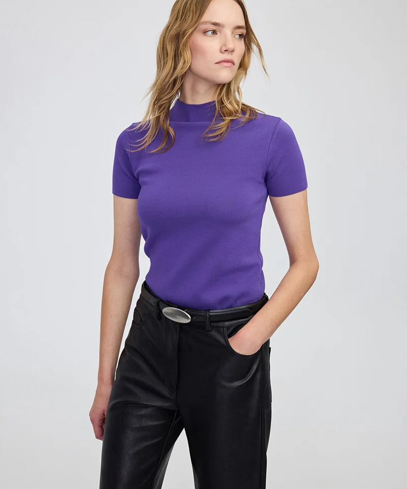 High-Neck Knit Top