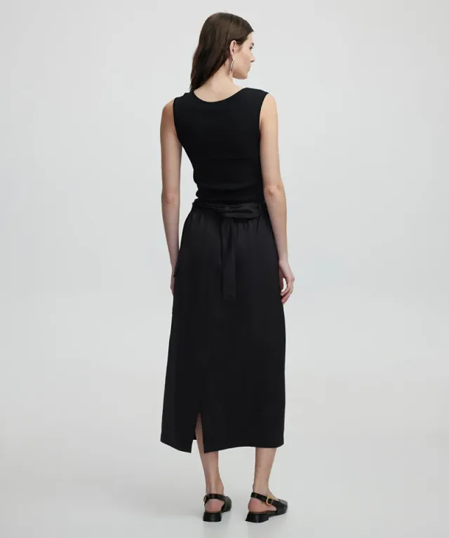 Black Viscose Blend Midi Shift Dress - Sleeveless – image 4