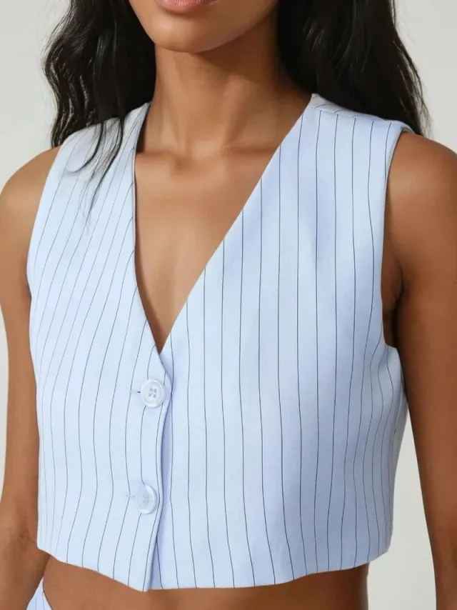 Pika Fitted Striped Crop Vest – image 5