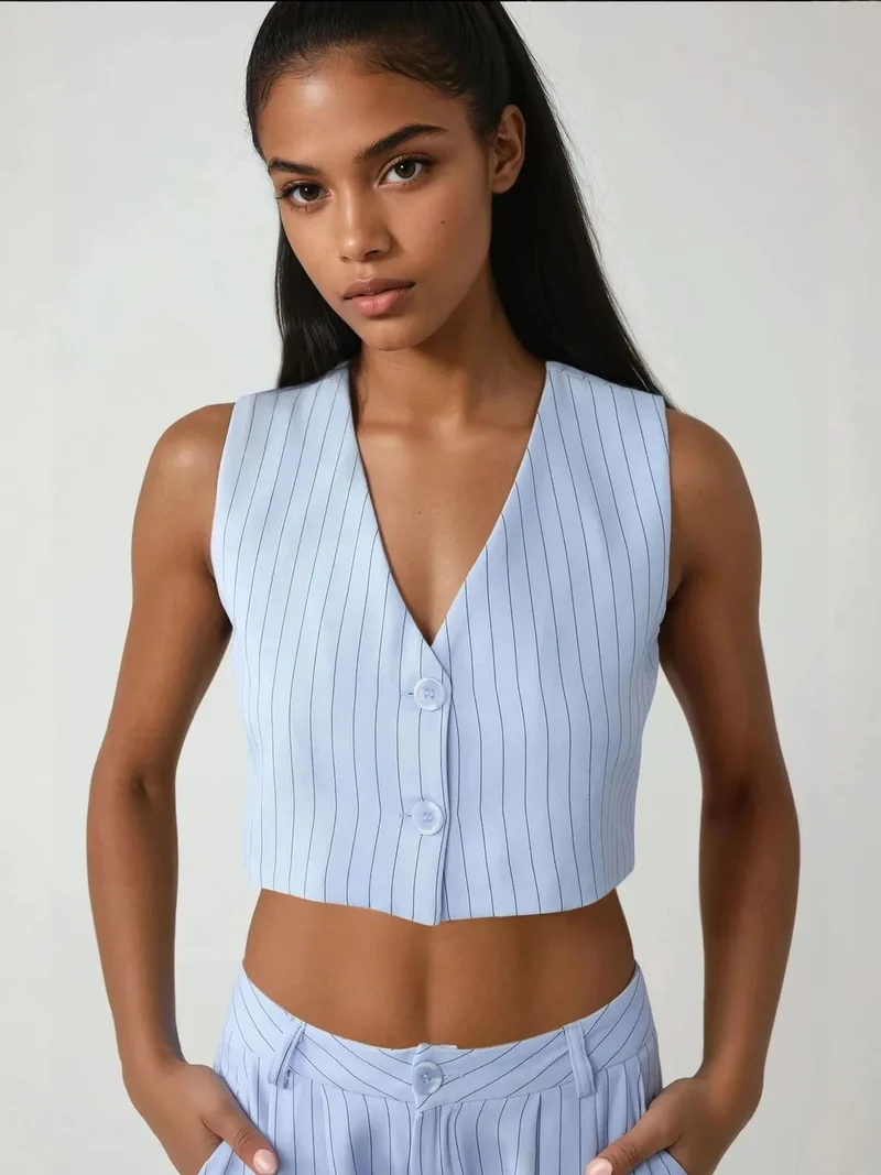 Pika Fitted Striped Crop Vest