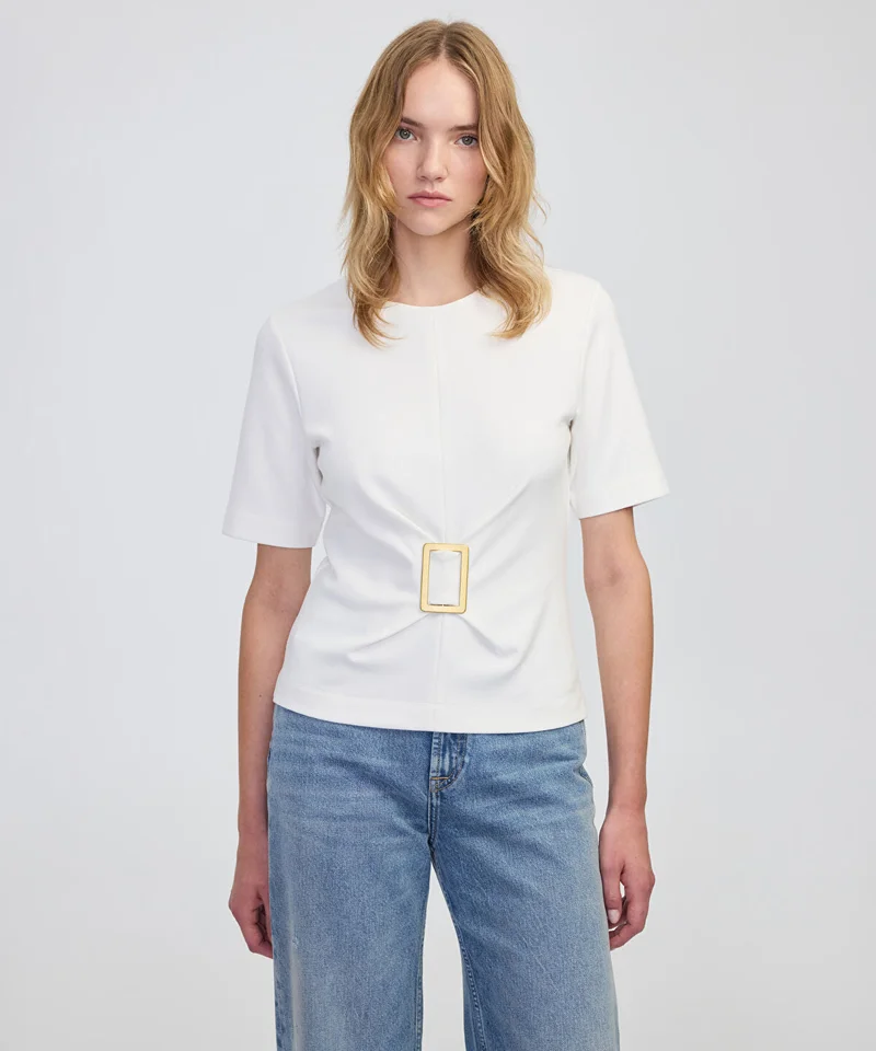 Buckle Short Sleeve Blouse