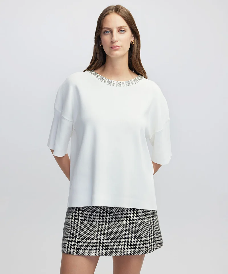 Embellished Knit T-Shirt