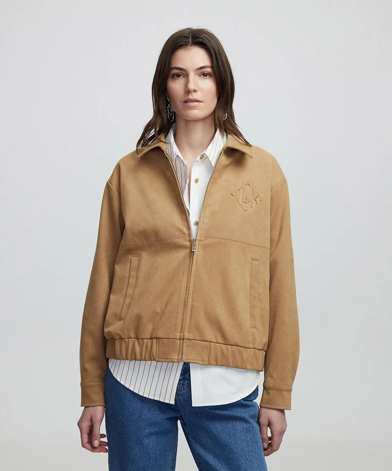 Faux Suede Bomber Jacket