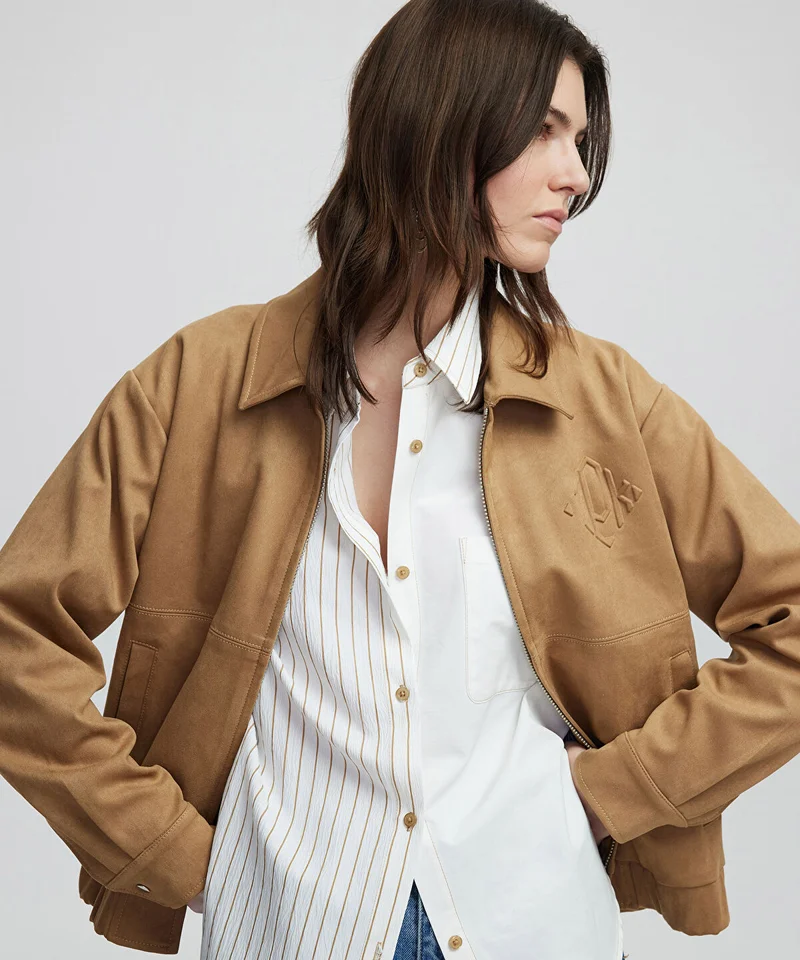 Faux Suede Bomber Jacket