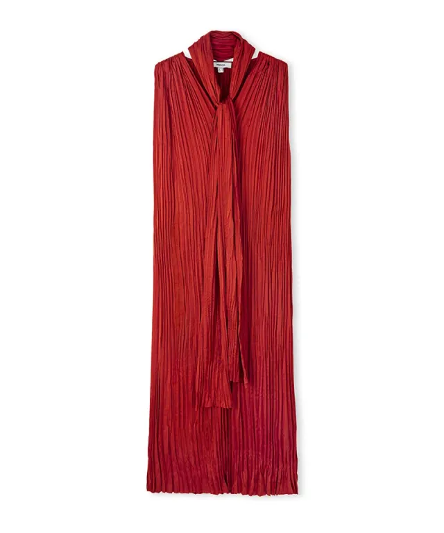 Red Textured V-Neck Sleeveless Midi Dress – image 4
