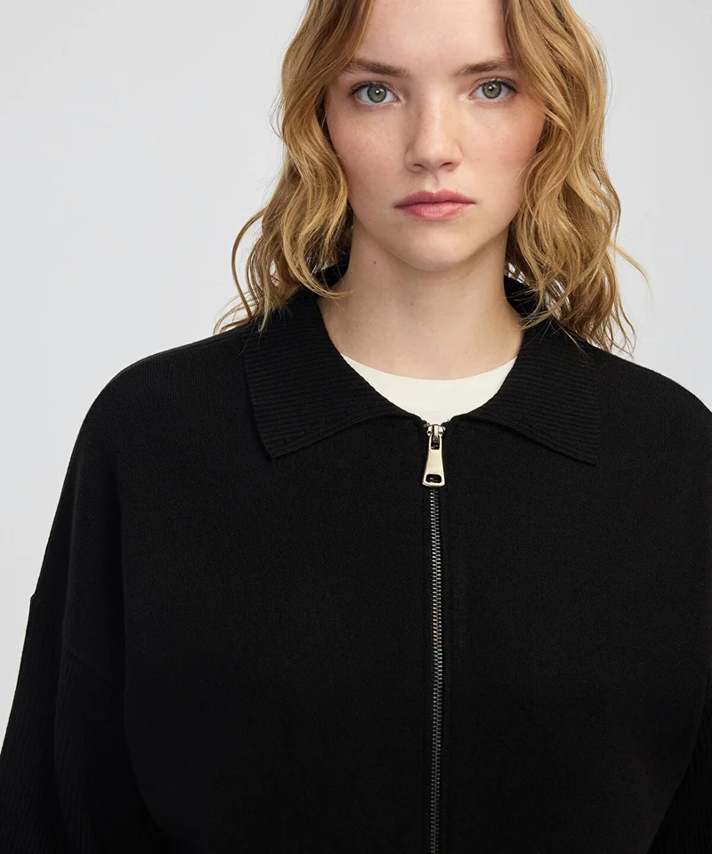 Zip-Up Knit Top