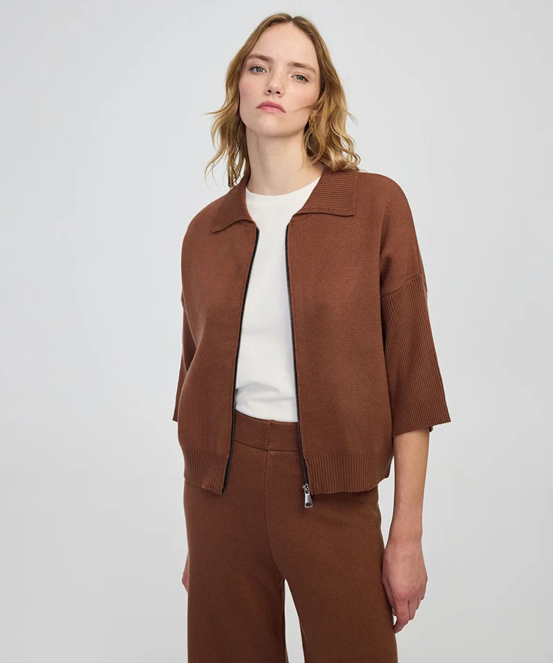 Zip-Up Knit Top