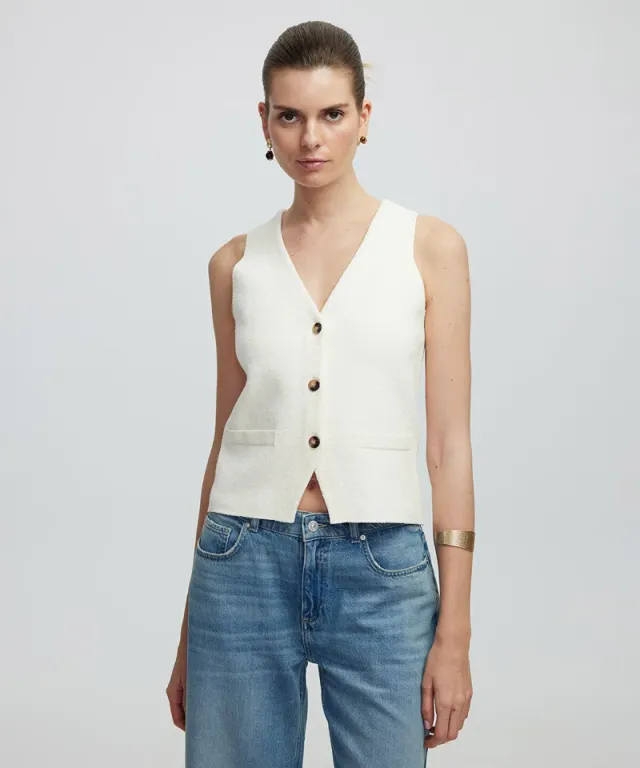 Buttoned Knit Vest