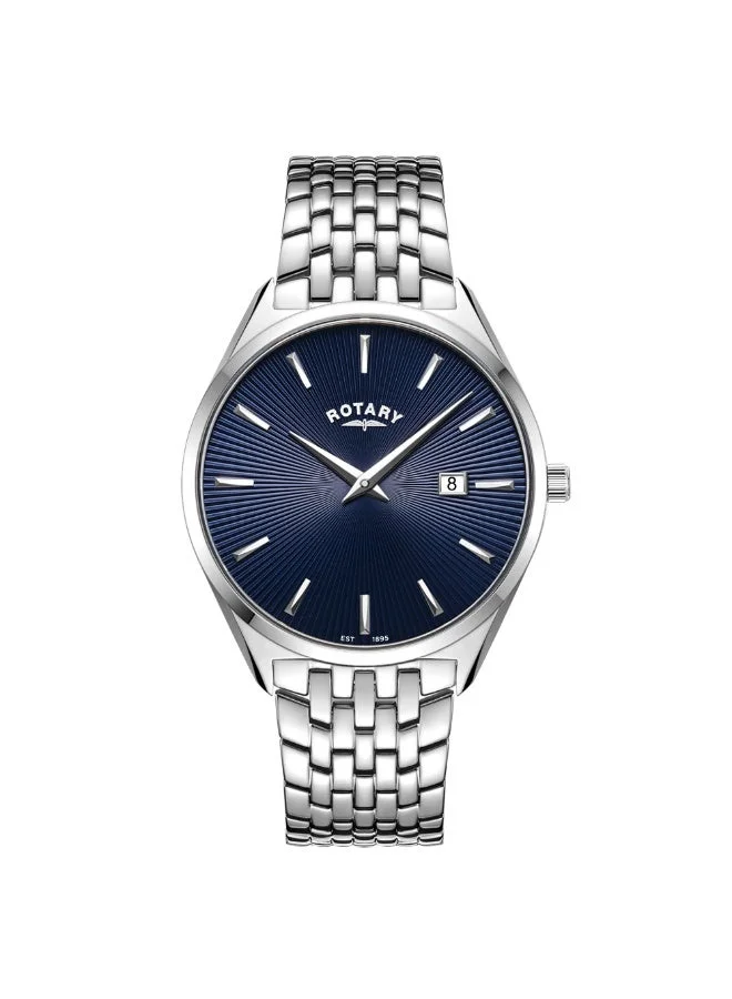 Rotary Men's Ultra Slim Stainless Steel Bracelet Watch Blue