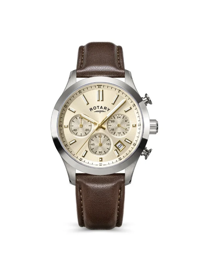 Rotary Men's Heritage Chronograph Stainless Steel Leather Watch Brown