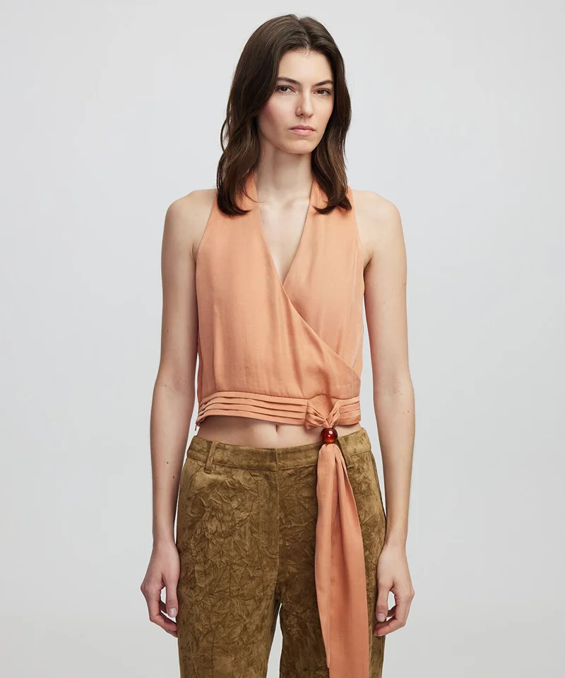 Draped Double-Breasted Blouse