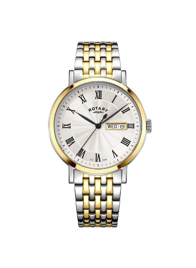 Rotary Men's Heritage Bracelet Watch, Silver & Gold Plated