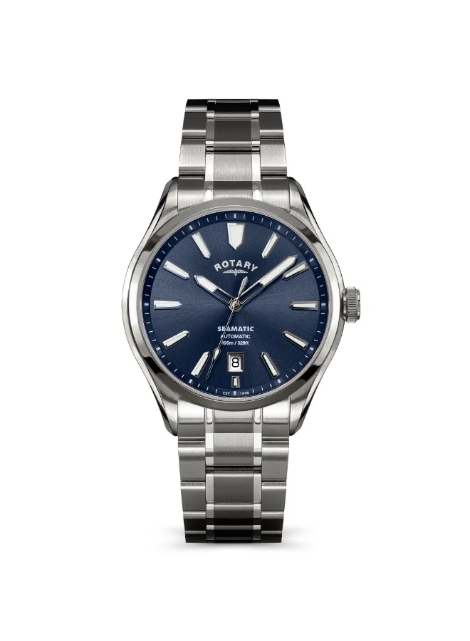 Rotary Men's Seamatic 100M Stainless Steel Bracelet Watch, Blue
