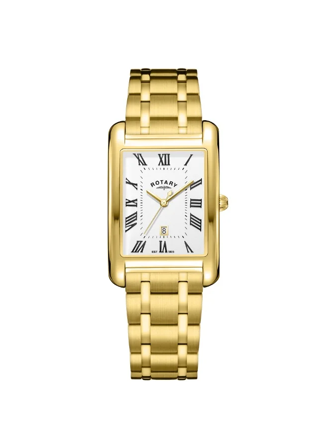 Rotary Men's Heritage Astoria Rectangular Stainless Steel Bracelet Watch Gold Plated