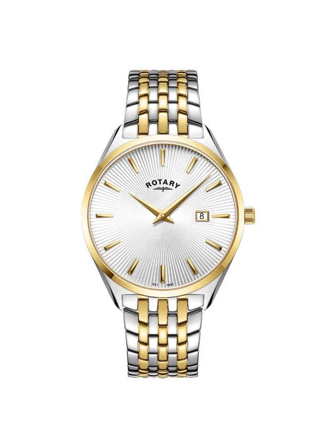 Rotary Men's Ultra Slim Stainless Steel Bracelet Watch Silver & Gold