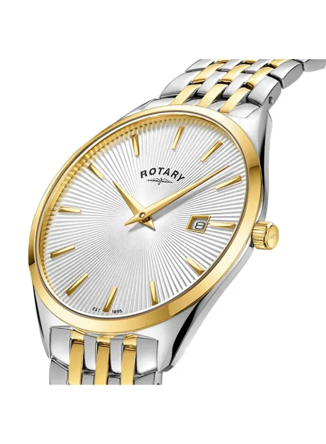 Rotary Men's Ultra Slim Stainless Steel Bracelet Watch Silver & Gold – image 2