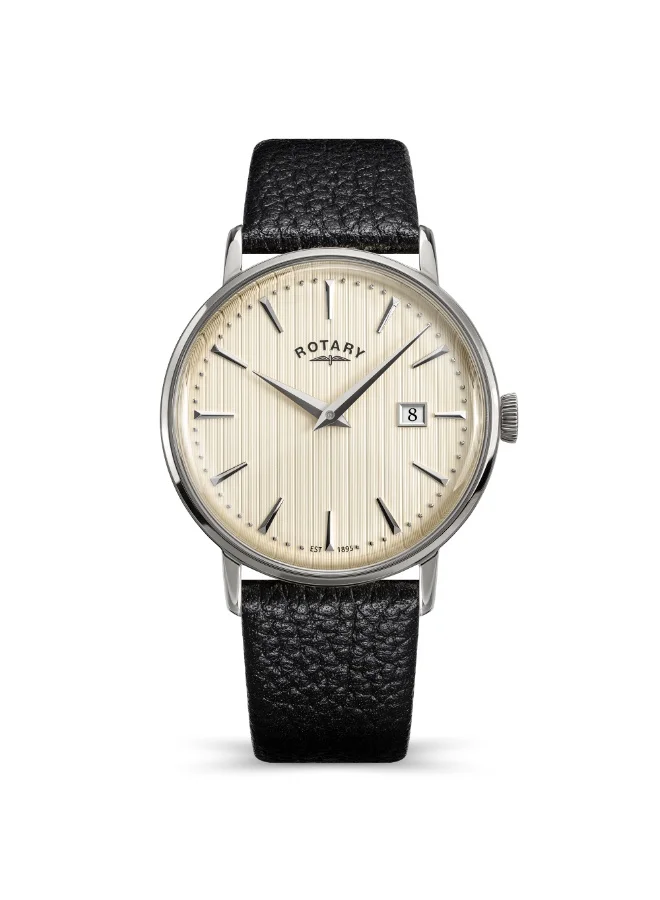 Rotary Men's 1895 Gold Plated Stainless Steel Leather Watch Brown