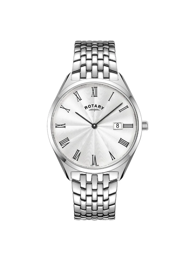 Rotary Men's Ultra Slim Stainless Steel Bracelet Watch White