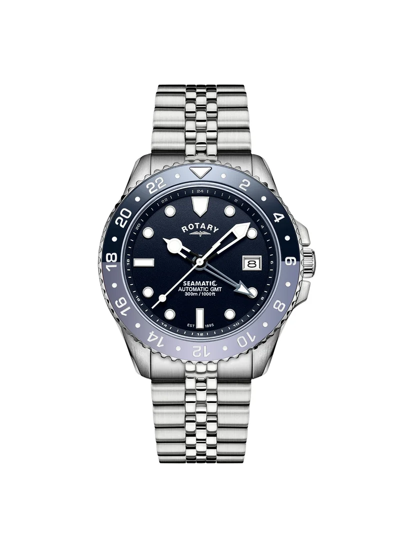 Rotary Men's Seamatic GMT Stainless Steel Watch Blue