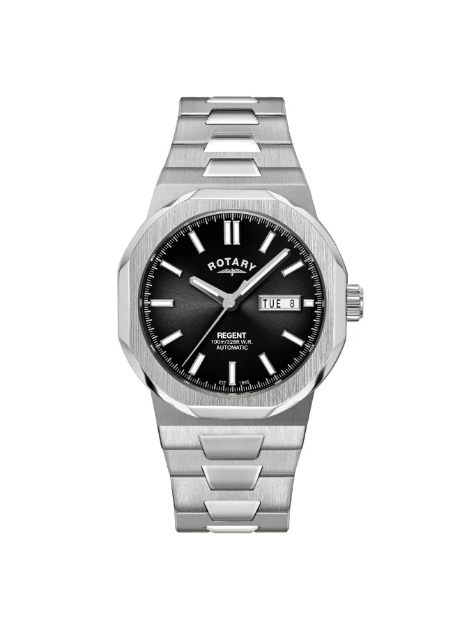 Rotary Men's Regent Automatic 100M Water Resistant Stainless Steel Watch, Black