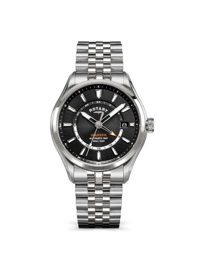 Rotary Men's Seamatic 100 GMT Stainless Steel Bracelet 100M WR