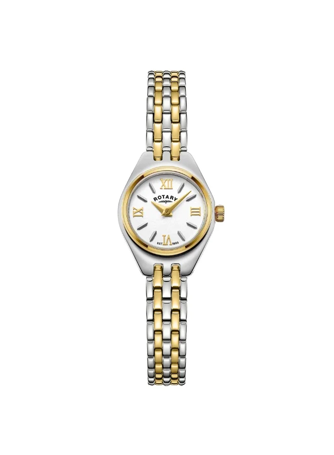 Rotary Ladies Cocktail White Dial Stainless Steel Watch Silver & Gold