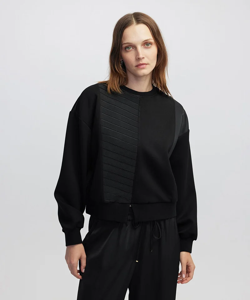Contrast Textured Sweatshirt