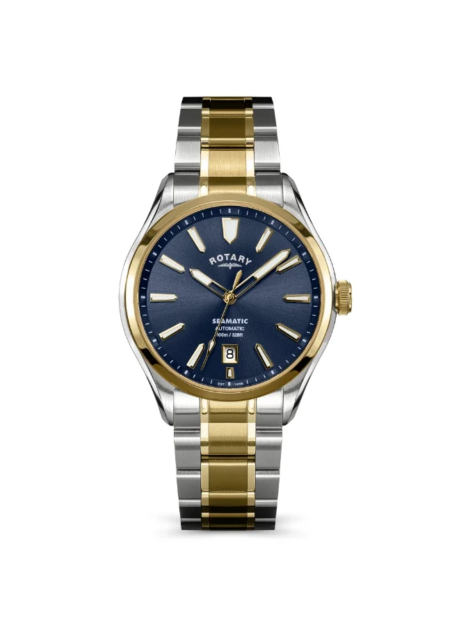 Rotary Men's Seamatic 100M Water Resistant Stainless Steel Bracelet Watch, Silver & Gold