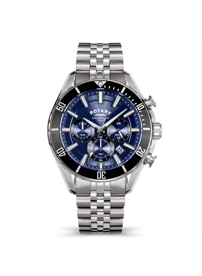 Rotary Men's Apex 100 Chronograph Stainless Steel Watch Blue