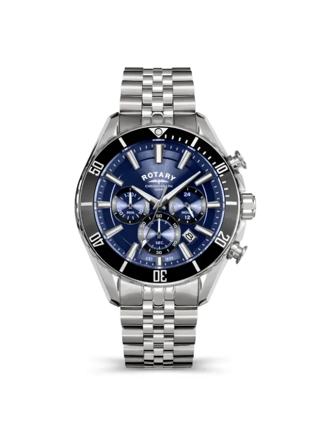 Rotary Men's Apex 100 Chronograph Stainless Steel Watch Blue