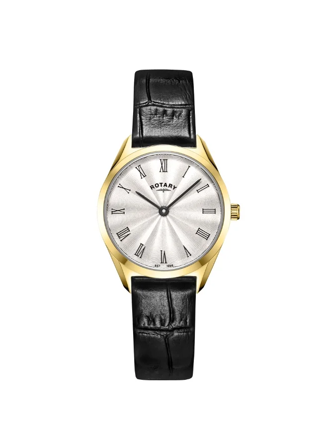 Rotary Ladies Ultra Slim Gold Plated Watch Black