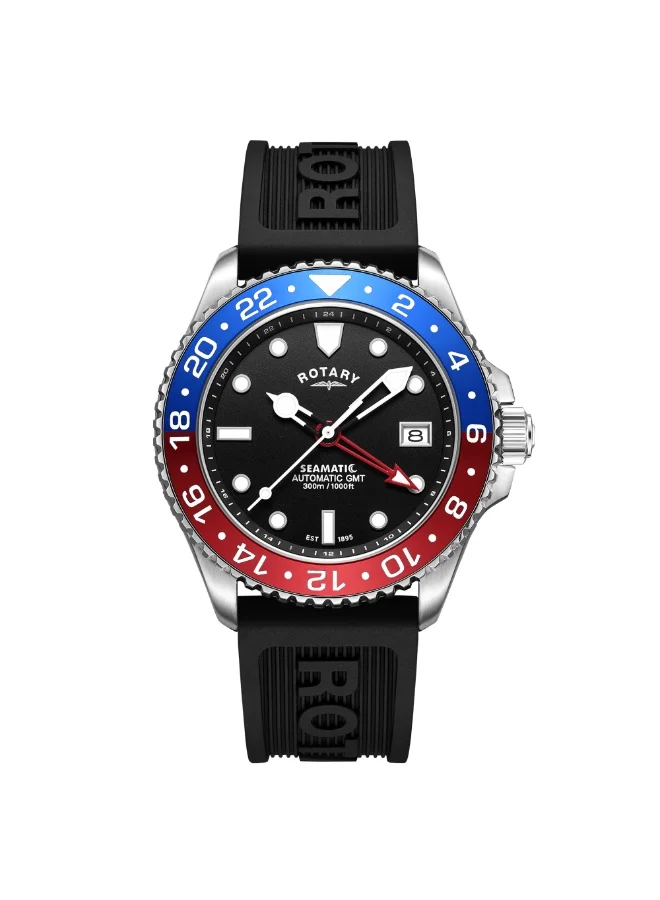 Rotary Men's Seamatic GMT Stainless Steel 300M Watch Black