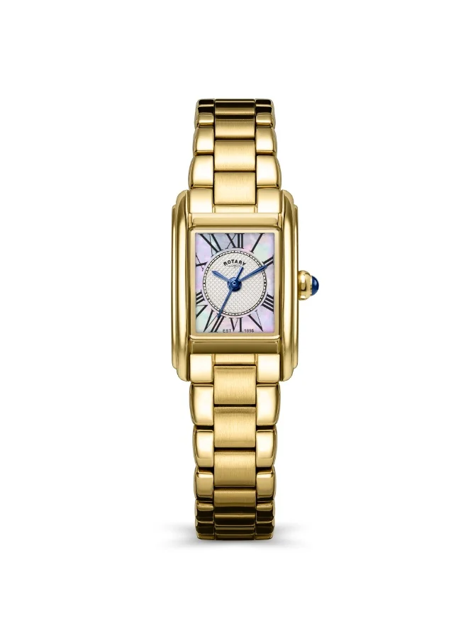 Rotary Ladies Heritage Astoria Rectangular Mother Of Pearl Watch Gold