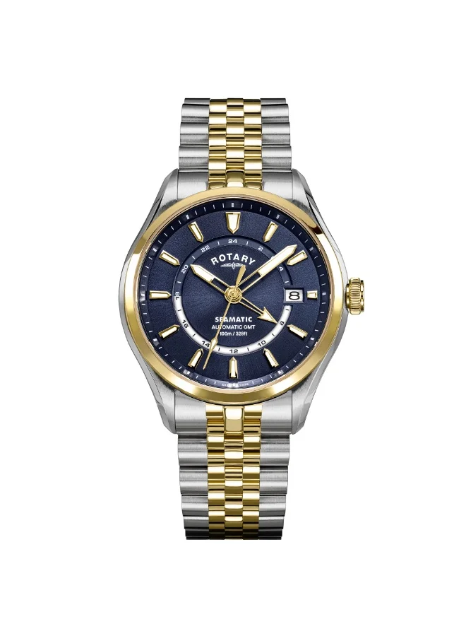 Rotary Men's Seamatic 100 GMT 100M Watch Silver & Gold