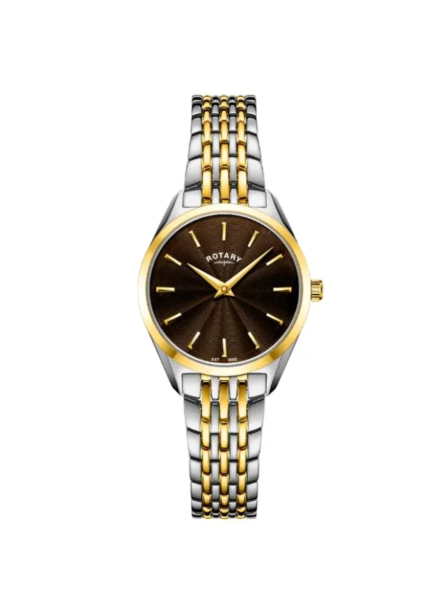 Rotary Ladie's Ultra Slim Stainless Steel Bracelet Watch, Silver Gold
