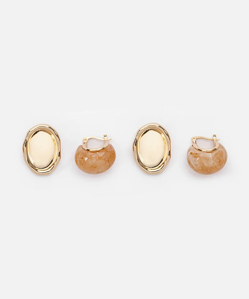 Resin Oval Earrings Set