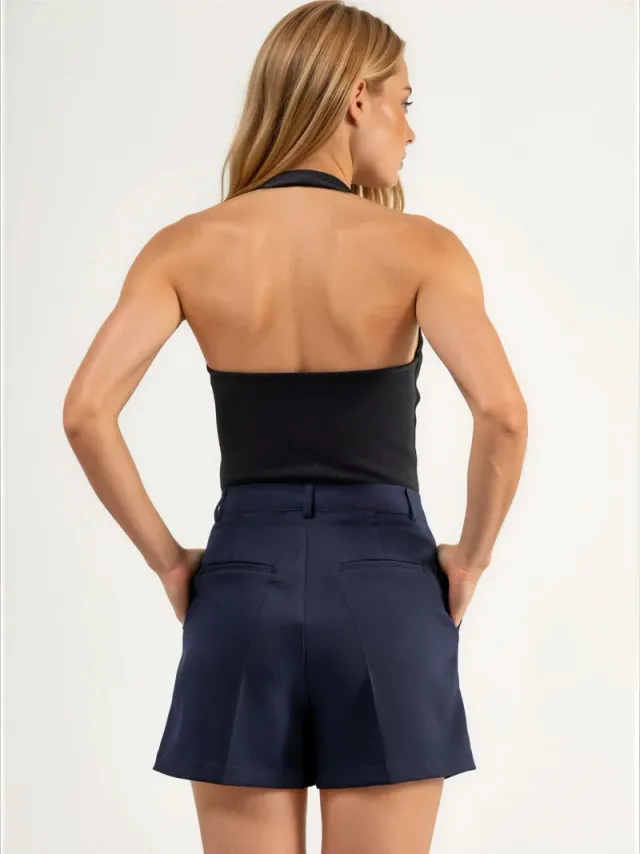Camel Brown High-Waist Wide-Leg Mini Shorts for Women – image 4