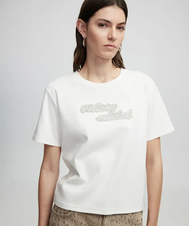 Embroidered Slogan T-Shirt