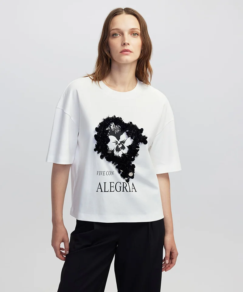 Printed Sequin T-Shirt