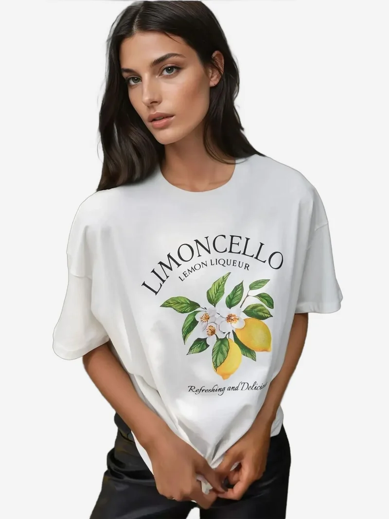 Cotton Oversized Printed Crew Neck T-Shirt
