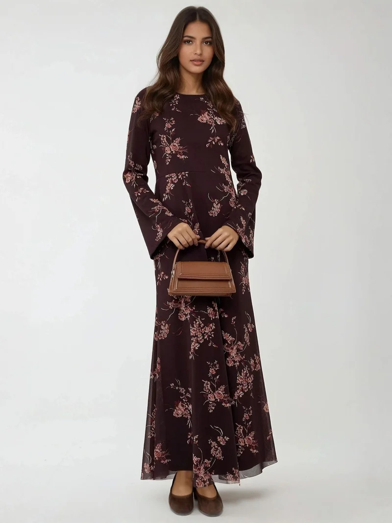 Floral Print Modest Dress