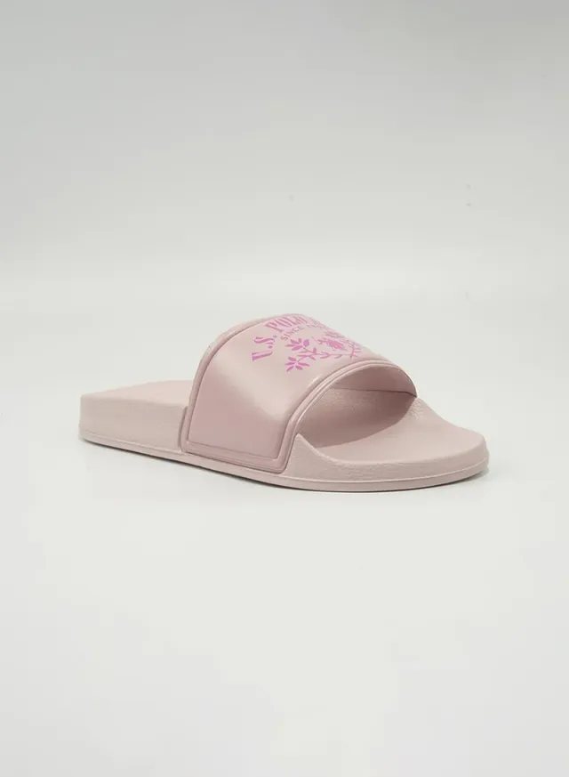 صندل U.S. Polo Assn. نسائي سهل الارتداء بتصميم سلايد بلون باودر