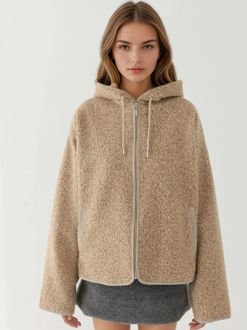 Full-Zip Textured Comfort-Fit Hoodie