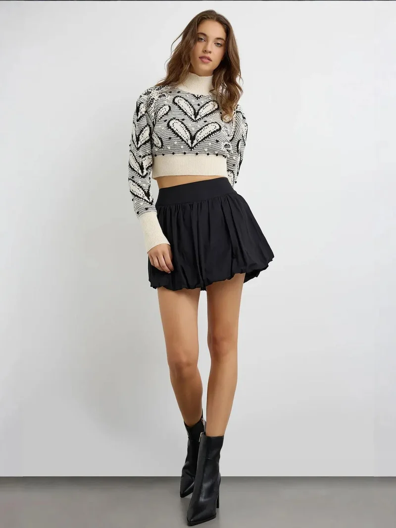 Mini Balloon Skirt with Attached Shorts