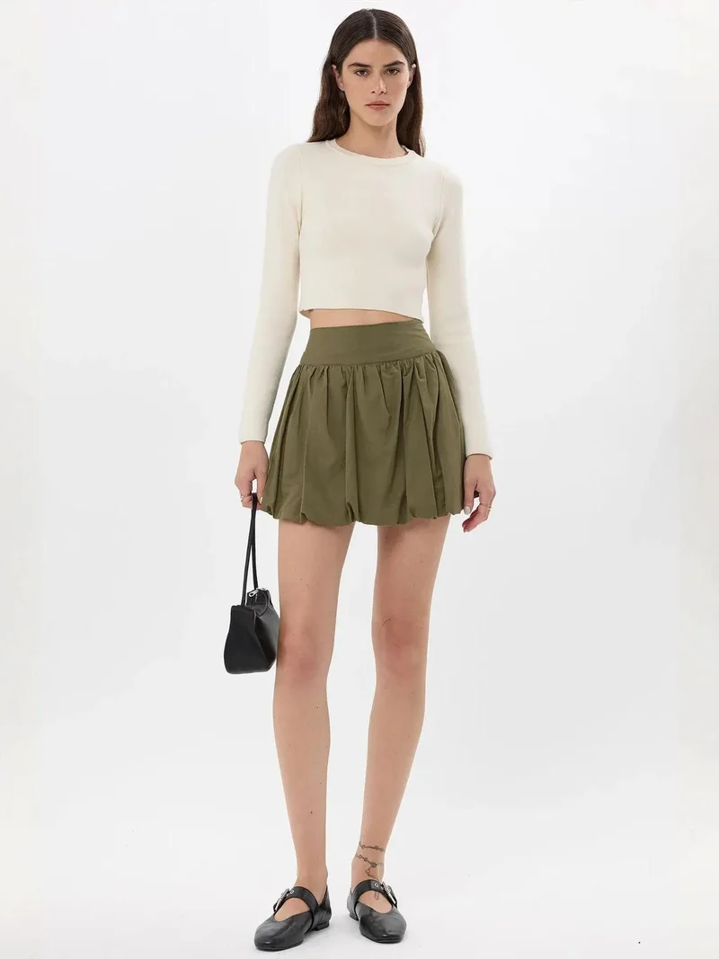 Mini Balloon Skirt with Attached Shorts