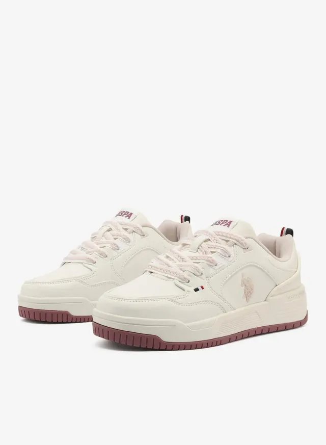 Women's White Low-Top Lace-Up Sneakers with Cushioned Insole – image 4
